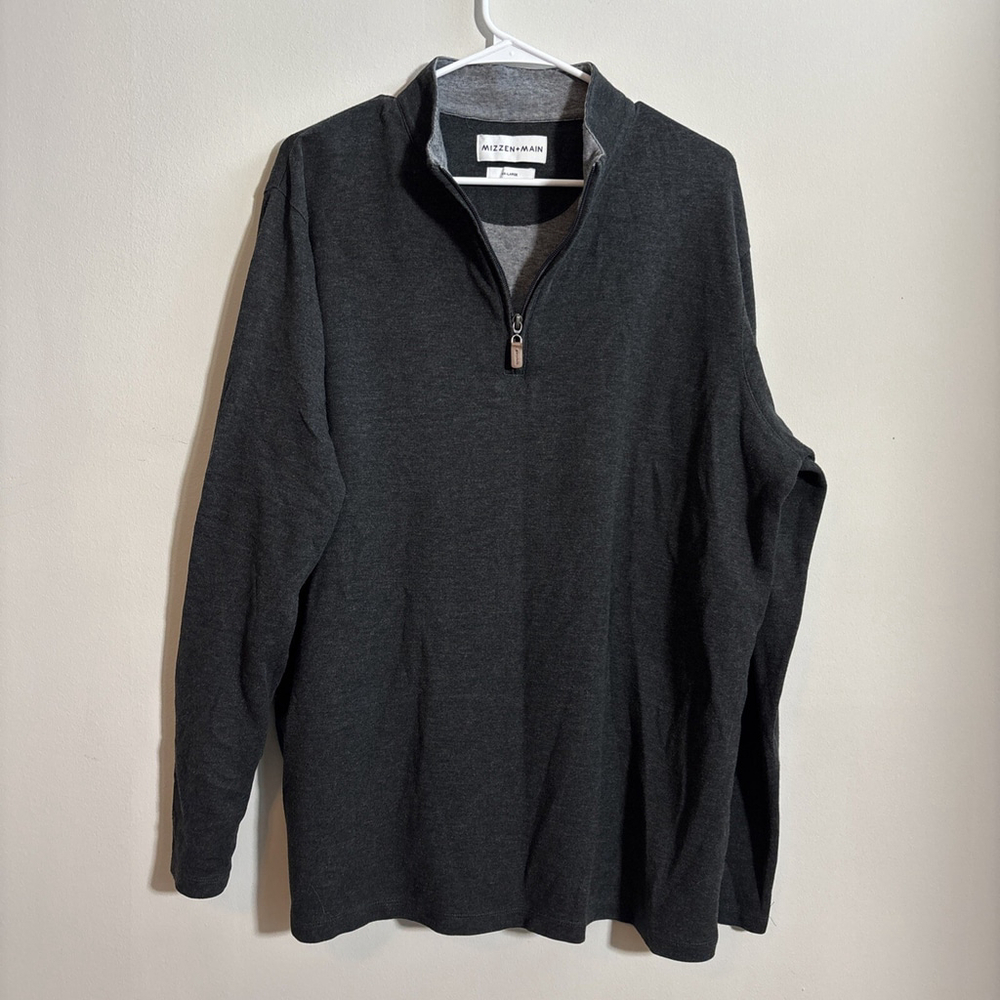 EUC MEN’S MIZZEN + MAIN QUARTERZIP SWEATER SIZE 2XL XXL GREY